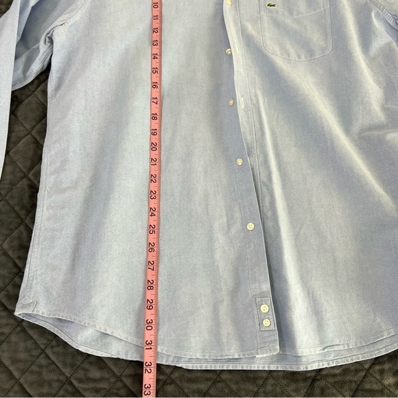 Lacoste Men 44 XL Light Blue Long Sleeve Button Down Dress Collared Shirt X - Picture 5 of 7